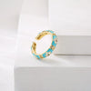 Copper 18K Gold Plated Geometric Dripping Flower Ring For Women With Micro Inlay