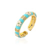Copper 18K Gold Plated Geometric Dripping Flower Ring For Women With Micro Inlay