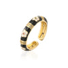 Copper 18K Gold Plated Geometric Dripping Flower Ring For Women With Micro Inlay