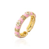 Copper 18K Gold Plated Geometric Dripping Flower Ring For Women With Micro Inlay