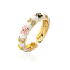 Copper 18K Gold Plated Geometric Dripping Flower Ring For Women With Micro Inlay