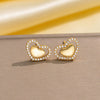 Copper 18K Gold Plated Hollow Heart Shape Women's Simple Allmatch Earrings Set With Diamonds