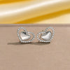 Copper 18K Gold Plated Hollow Heart Shape Women's Simple Allmatch Earrings Set With Diamonds