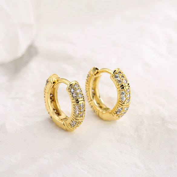 Copper 18K Gold Plated Microinlaid Zircon Geometric Women's Earrings
