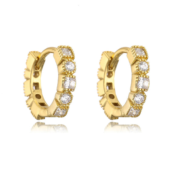 Copper 18K Gold Plated Microinlaid Zircon Geometric Women's Earrings