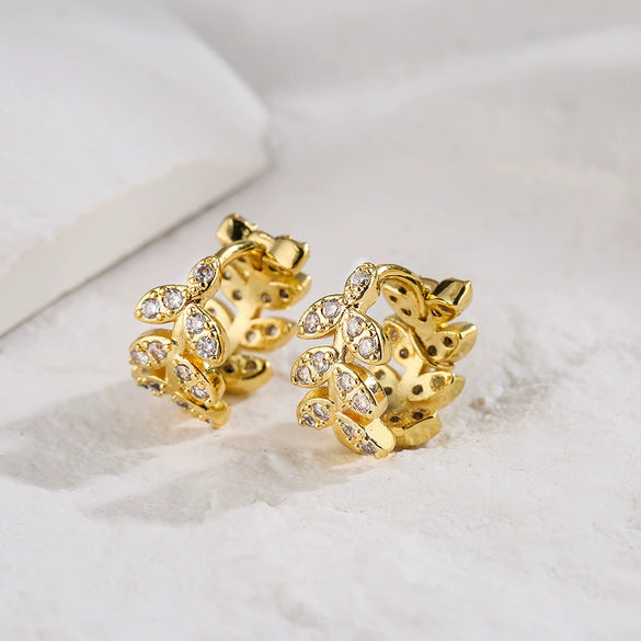 Copper 18K Gold Plated Microinlaid Zircon Geometric Women's Earrings