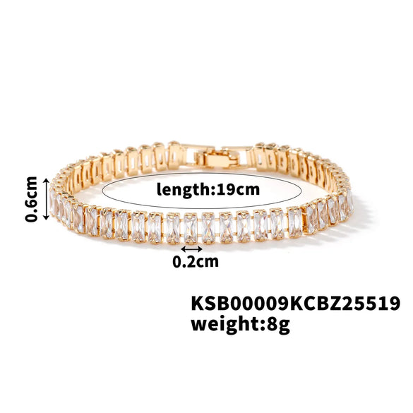 Copper K Gold Plated Rhodium Plated Inlay Lattice Zircon Bracelets