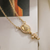 Copper 18K Gold Plated Zircon Cross Pendant Necklace Geometric Simple Women's Fashion Collarbone Chain