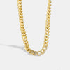 Copper 18K Gold Plated Zircon Rough Cuban Chain Necklace For Women With Geometric Styling