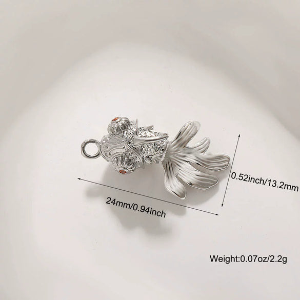 Copper 14K Goldplated Animal Koi Fish Jewelry Pendant For Bracelet Earrings Necklace Diy