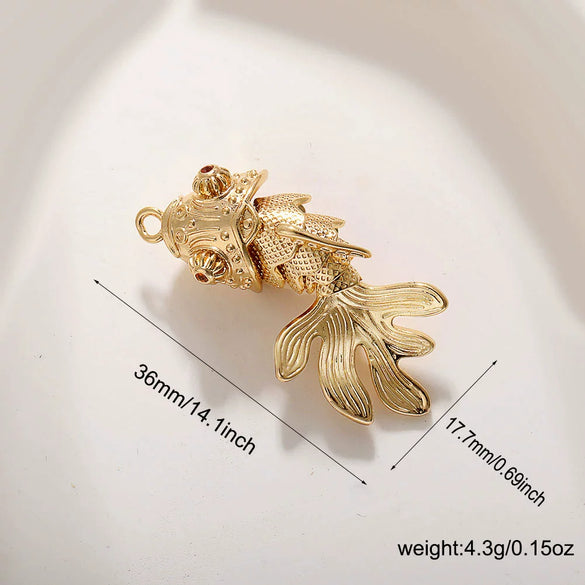 Copper 14K Goldplated Animal Koi Fish Jewelry Pendant For Bracelet Earrings Necklace Diy