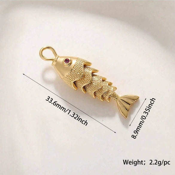 Copper 14K Goldplated Animal Koi Fish Jewelry Pendant For Bracelet Earrings Necklace Diy