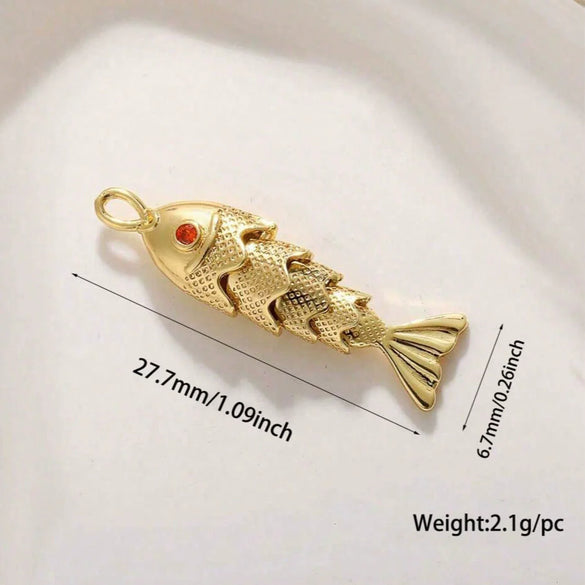 Copper 14K Goldplated Animal Koi Fish Jewelry Pendant For Bracelet Earrings Necklace Diy