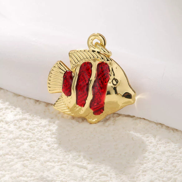 Copper 14K Goldplated Animal Koi Fish Jewelry Pendant For Bracelet Earrings Necklace Diy