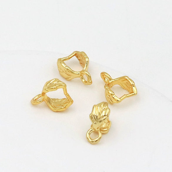 Copper 18K Real Gold Plated Doublesided Leaf Melon Buckle Necklace Pendant Clip Diy Accessory