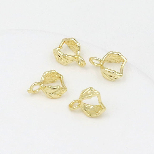 Copper 18K Real Gold Plated Doublesided Leaf Melon Buckle Necklace Pendant Clip Diy Accessory
