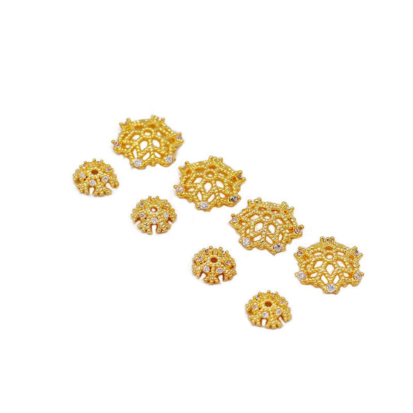 Copper 18K True Gold Plated Micro Zircon Torus Beaded Spacer Necklace Bracelet Diy Accessories