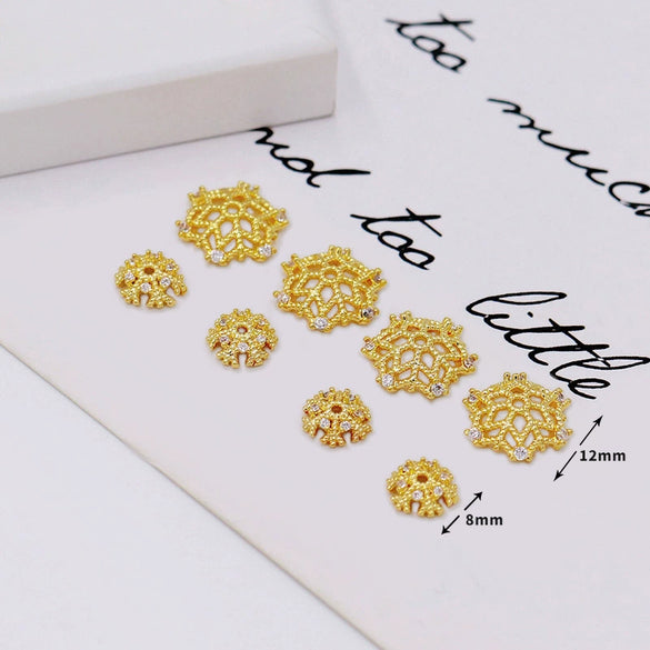 Copper 18K True Gold Plated Micro Zircon Torus Beaded Spacer Necklace Bracelet Diy Accessories