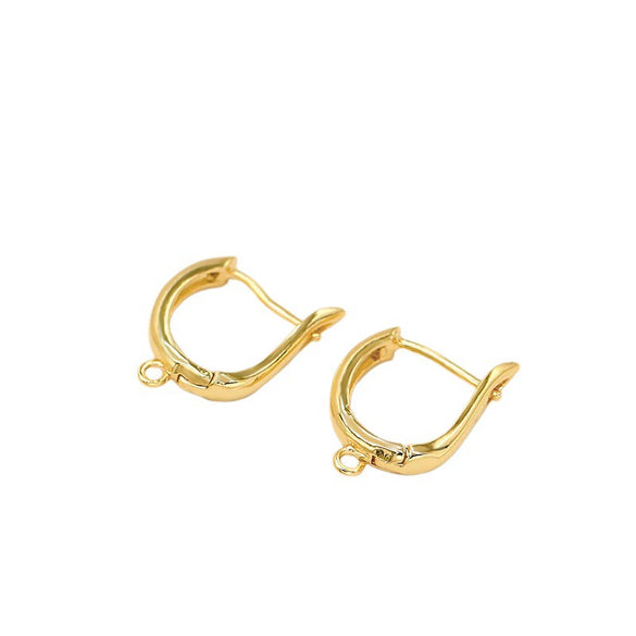 Copper 18K True Gold Plated Round Dshaped Earring Jewelry Accessories Diy Handmade