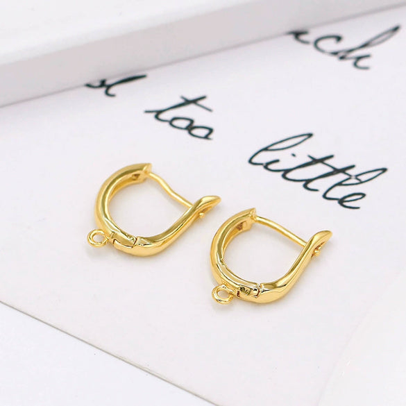 Copper 18K True Gold Plated Round Dshaped Earring Jewelry Accessories Diy Handmade