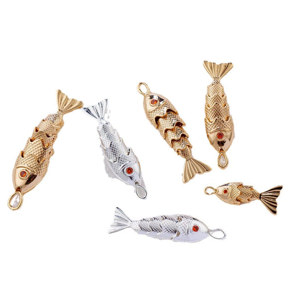 Copper Koi Goldfish Pendant Jewelry Accessories Electroplated Diy Handmade