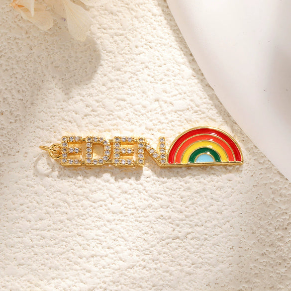 Copper Letter Shaped Love English Alphabet Necklace Pendant And Diy Bracelet Accessories With Electroplating And Rainbow Elements