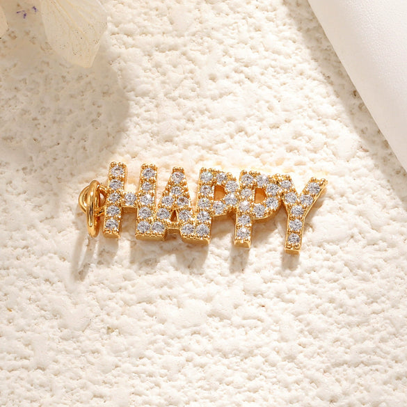 Copper Letter Shaped Love English Alphabet Necklace Pendant And Diy Bracelet Accessories With Electroplating And Rainbow Elements