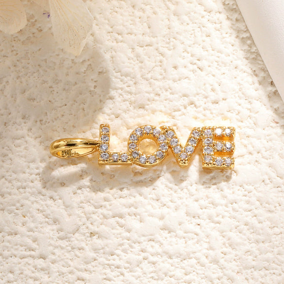 Copper Letter Shaped Love English Alphabet Necklace Pendant And Diy Bracelet Accessories With Electroplating And Rainbow Elements