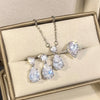 Copper Light Luxury Dropshaped Earrings And Necklace With Mixed Gem Inlay And Zircon Design For Women
