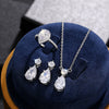 Copper Light Luxury Dropshaped Earrings And Necklace With Mixed Gem Inlay And Zircon Design For Women
