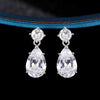 Copper Light Luxury Dropshaped Earrings And Necklace With Mixed Gem Inlay And Zircon Design For Women