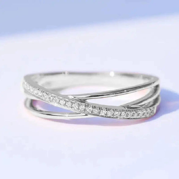 Copper Light Luxury Geometric Design Zircon Microinlay Finger Ring