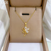 Copper Light Luxury Geometric Hollow Five Leaf Flower Electroplated Women's Necklace And Earrings Set