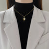 Copper Light Luxury Geometric Hollow Five Leaf Flower Electroplated Women's Necklace And Earrings Set