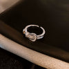 Copper Light Luxury Women's Ring Set With Zirconia Hollow Butterfly Flower Design