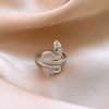 Copper Light Luxury Women's Ring Set With Zirconia Hollow Butterfly Flower Design