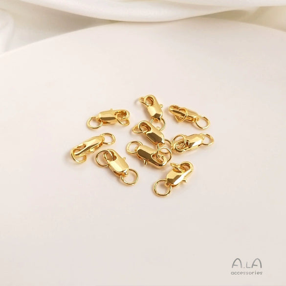 Copper Lobster Clasp And Fishtail Spring Buckle For Diy Jewelry Making With Real Gold Color Preserving Finish Original Design Accessory