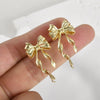Copper Long Bow Hanging Earrings Electroplated Diy Handmade Jewelry Accessories Materials