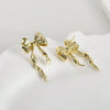Copper Long Bow Hanging Earrings Electroplated Diy Handmade Jewelry Accessories Materials