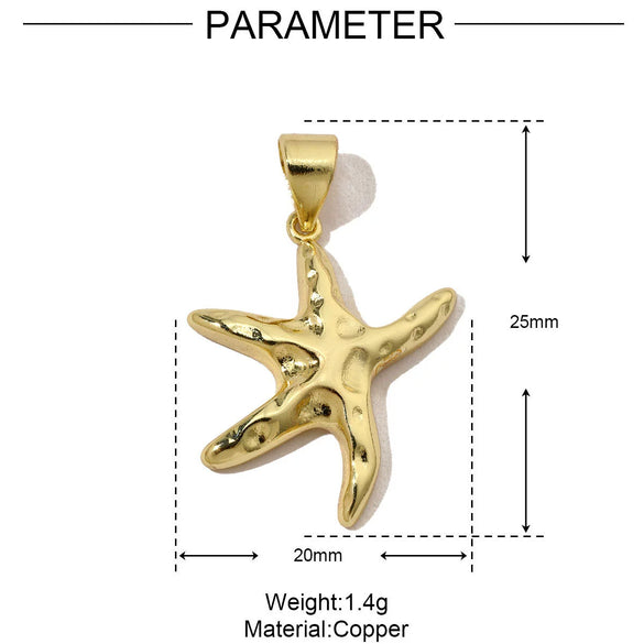 Copper Love Mushroom Scissors Horseshoe Conch Sea Star Shell Pendant Necklace Diy Jewelry Accessories Electroplated