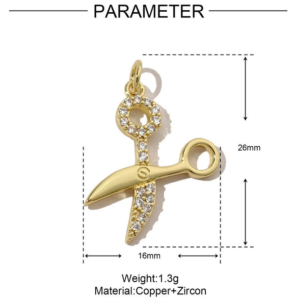 Copper Love Mushroom Scissors Horseshoe Conch Sea Star Shell Pendant Necklace Diy Jewelry Accessories Electroplated