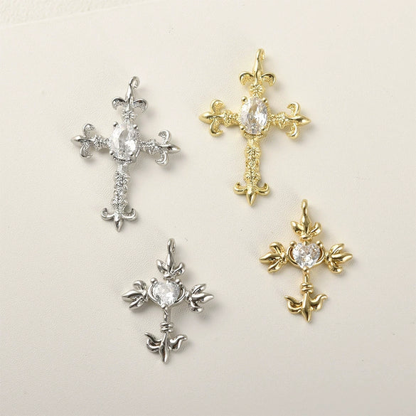 Copper Material Guardian Cross Inlaid With Zircon Electroplated Handmade Jewelry Accessories Pendant Bracelet Necklace Earrings