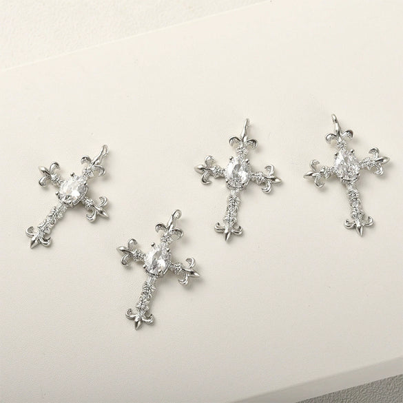 Copper Material Guardian Cross Inlaid With Zircon Electroplated Handmade Jewelry Accessories Pendant Bracelet Necklace Earrings