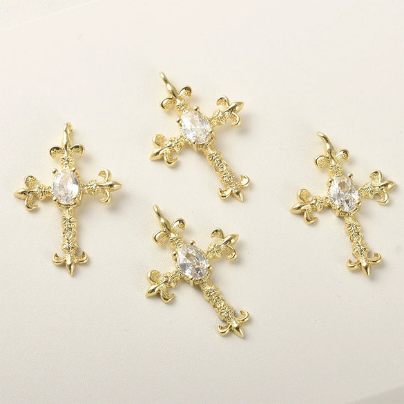 Copper Material Guardian Cross Inlaid With Zircon Electroplated Handmade Jewelry Accessories Pendant Bracelet Necklace Earrings