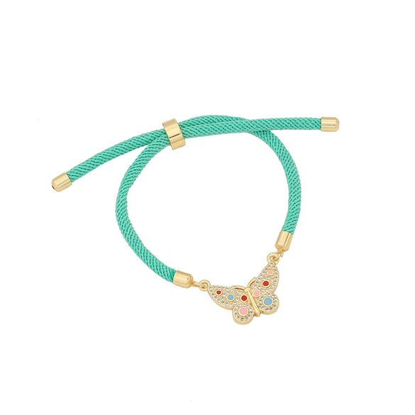 Copper Micro Inlaid Butterfly And Cross Virgin Drawable Bracelet Gold Plated Micropaved For Women