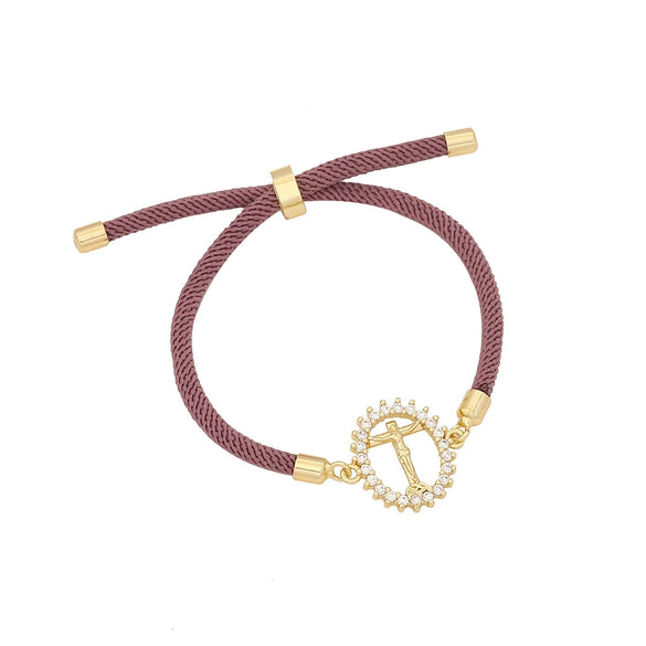 Copper Micro Inlaid Butterfly And Cross Virgin Drawable Bracelet Gold Plated Micropaved For Women