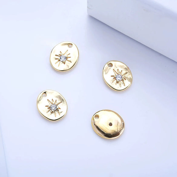 Copper Micro Inlaid Electroplated Gold Water Drop Stone Pendant Charm Smooth Oval Jewelry Accessory For Women