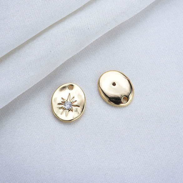 Copper Micro Inlaid Electroplated Gold Water Drop Stone Pendant Charm Smooth Oval Jewelry Accessory For Women