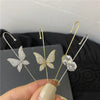 Copper Micro Pave Zircon Butterfly Ear Cuff And Pierced Earrings Insect Design For Women Auricle Wrap Oblique Earrings