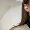 Copper Micro Pave Zircon Butterfly Ear Cuff And Pierced Earrings Insect Design For Women Auricle Wrap Oblique Earrings
